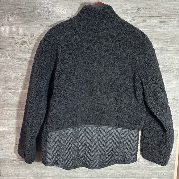 ATHLETA Cozy Sherpa Snap Sweatshirt Size Small Black Puffer Back - Picture 7 of 8